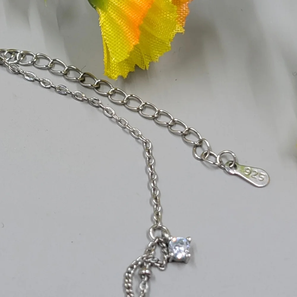 925 Sterling Silver Vintage Double Strand Crystal Bracelet - Picture 3 of 4